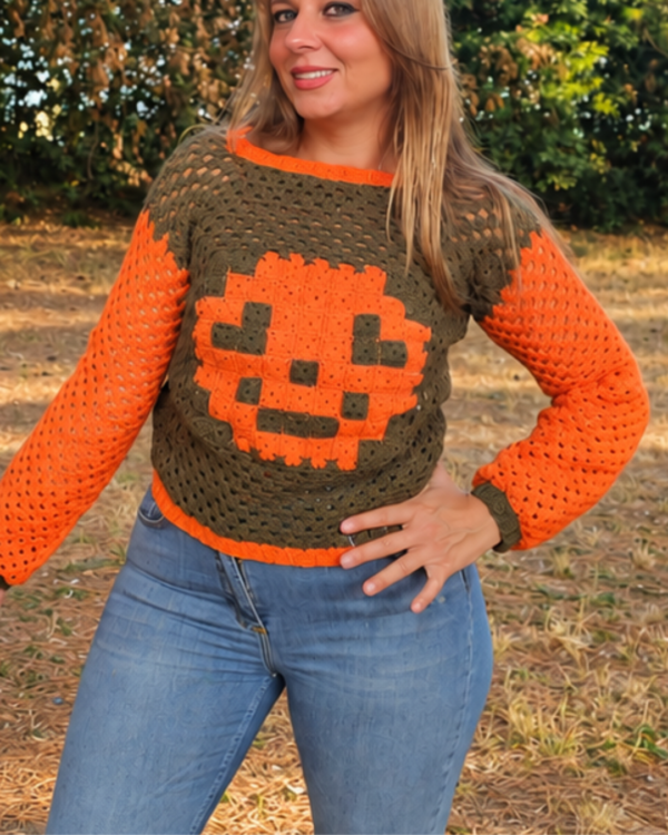 pull crochet le granny d halloween 1